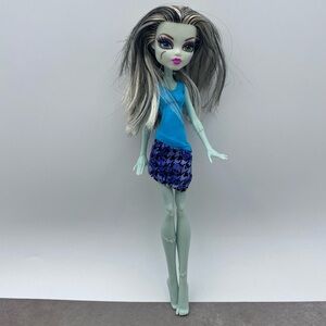 Monster High Frankie Stein Doll Basic 2008 With Blue Dress Weird Hair Flaw Gifts